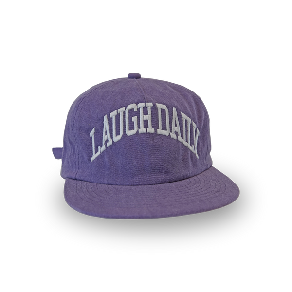 LAUGH DAILY - 5 PANEL UNSTRUCTURED COTTON HAT - PURPLE SKY